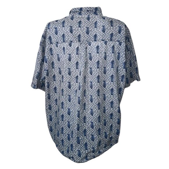 Columbia Fish Bones Button-Down Short Sleeve Shirt Light Cotton size XL Good Con - Picture 3 of 9